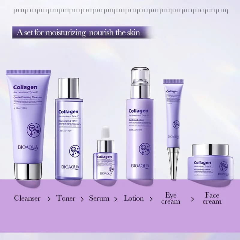 Soins de la peau Anti-rides, ensemble de Six pièces au collagène, Anti-âge et raffermissant, y compr