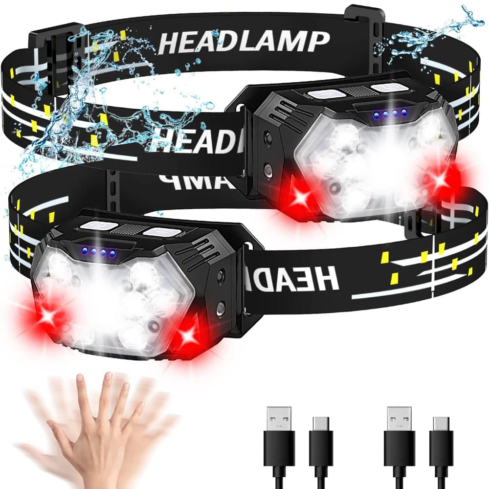 Nouveau 2000LM Ultra lumineux 9 LED phare USB C phare Rechargeable 10 Modes étanche capteur de mouve