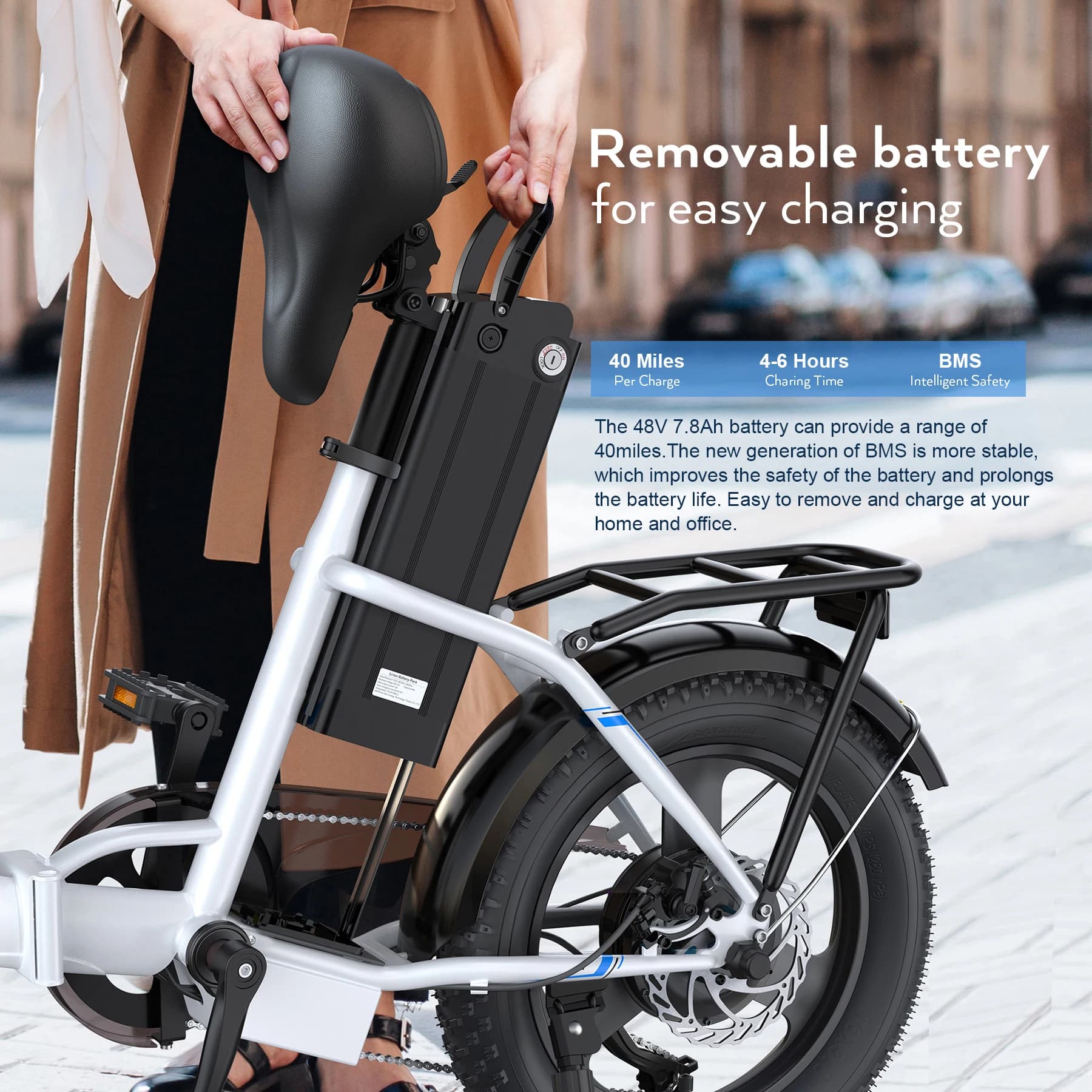 Vélo électrique Fat Opathy pour adultes, vélo électrique pliant, batterie perfective 48V, 20MPH, 3.0