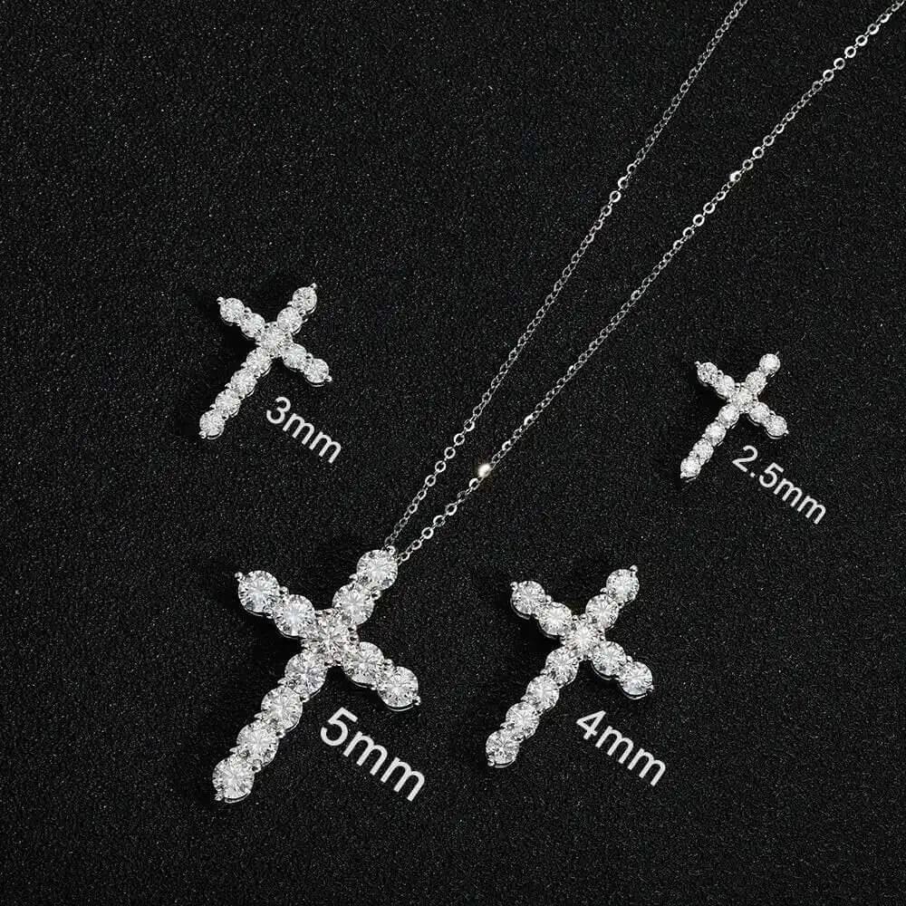 Pendentif croix Moissanite complet, chaîne originale en argent Sterling plaqué or blanc, collier fin