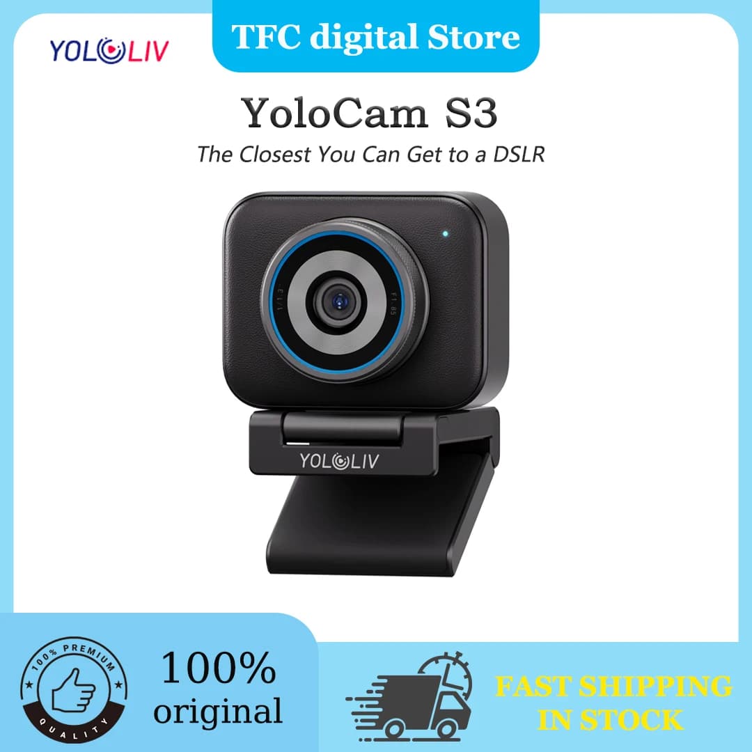 YOLOLIV YoloCam S3 Webcam de streaming en direct 4K alimentée par l'IA, grand capteur CMOS de 1/1,3 