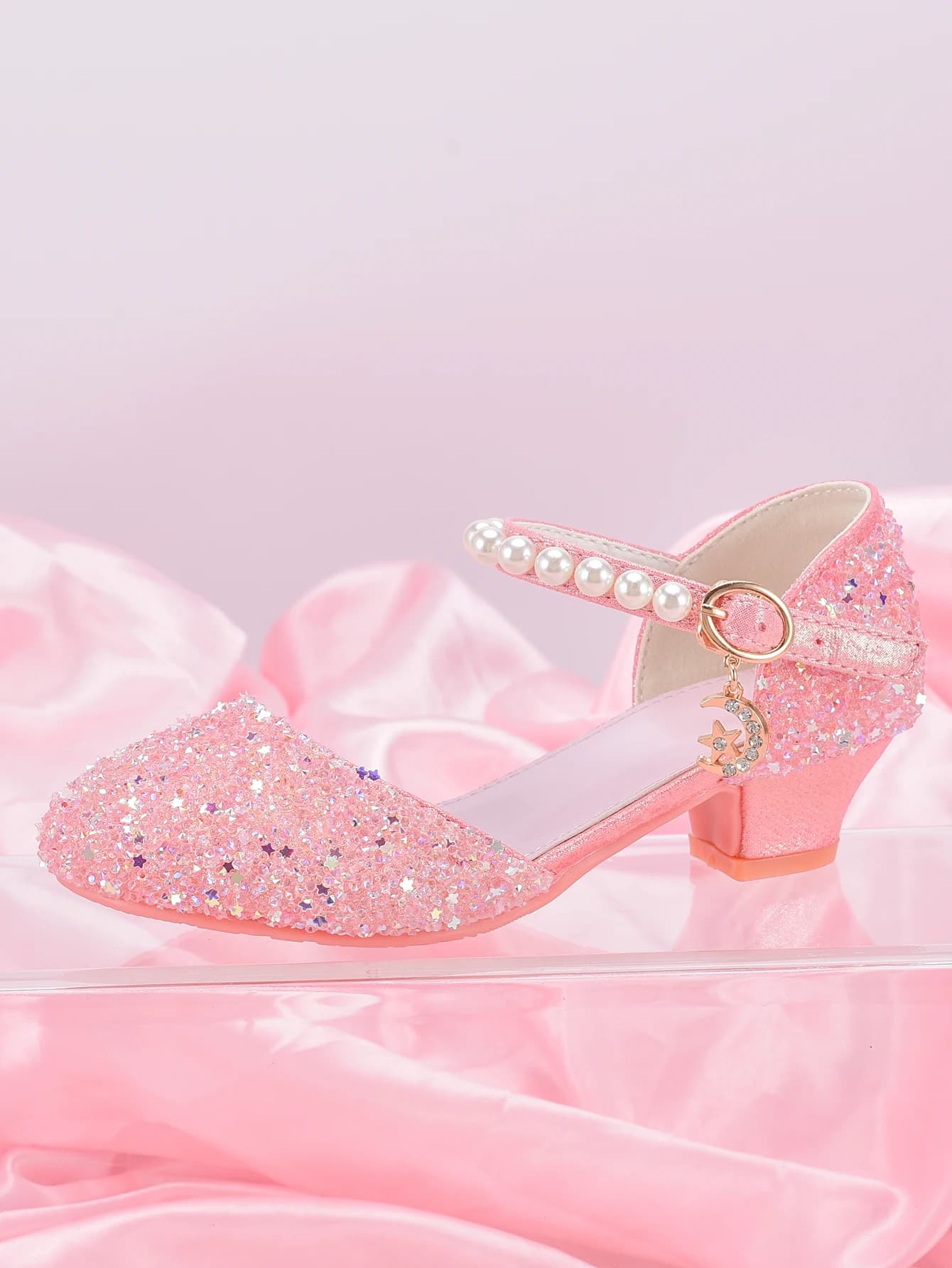 Chaussures à talons hauts de Style princesse pour filles, avec décoration pendentif étoile brillante