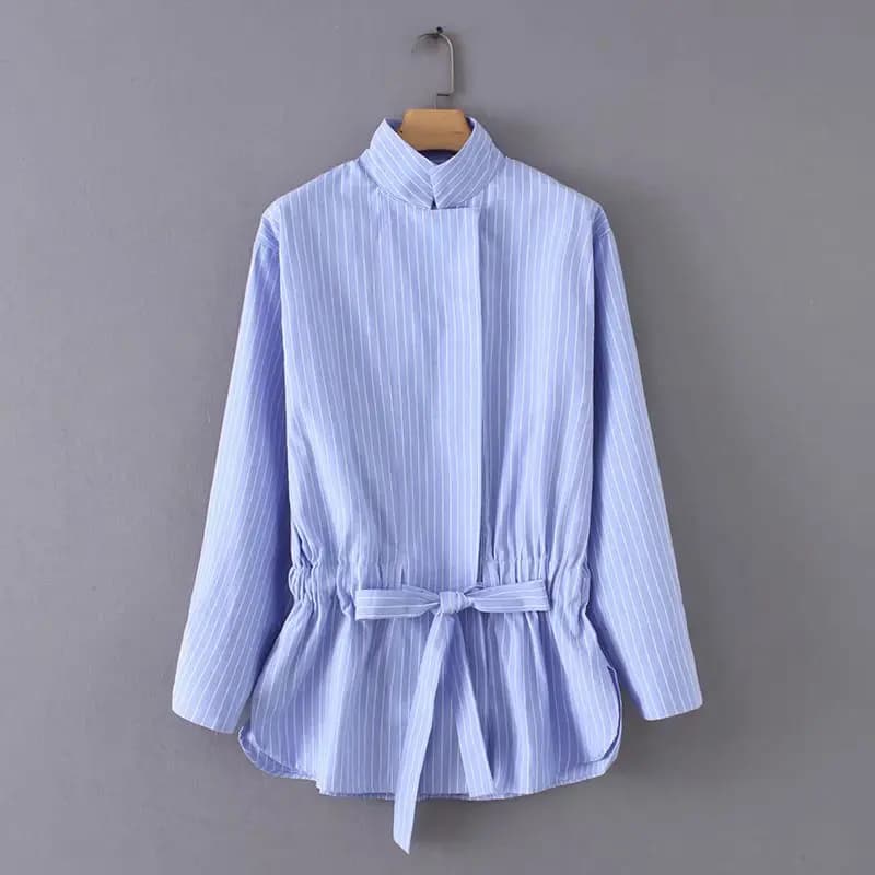 Kimono vintage à rayures pour femmes LS2773, chemisiers à smocks décontractés avec cordon de serrage