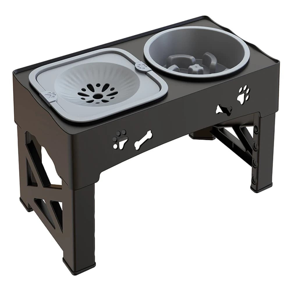 Mangeoire pour animaux de compagnie 3 en 1, bols à alimentation lente, doubles bols pliables avec 5 