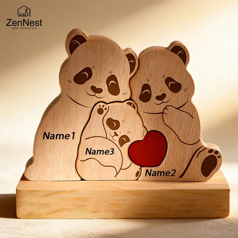 Puzzle en bois personnalisé en forme d'ours, décoration d'intérieur, nom personnalisé, peut contenir