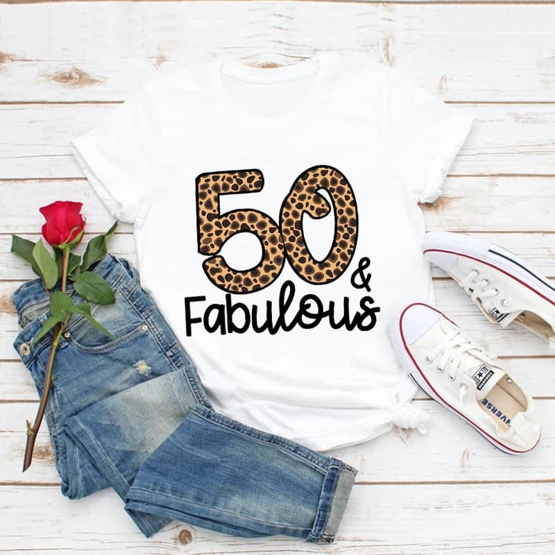 T-shirt imprimé léopard pour femme, joli cadeau d'anniversaire, haut fabuleux, vêtements féminins, a