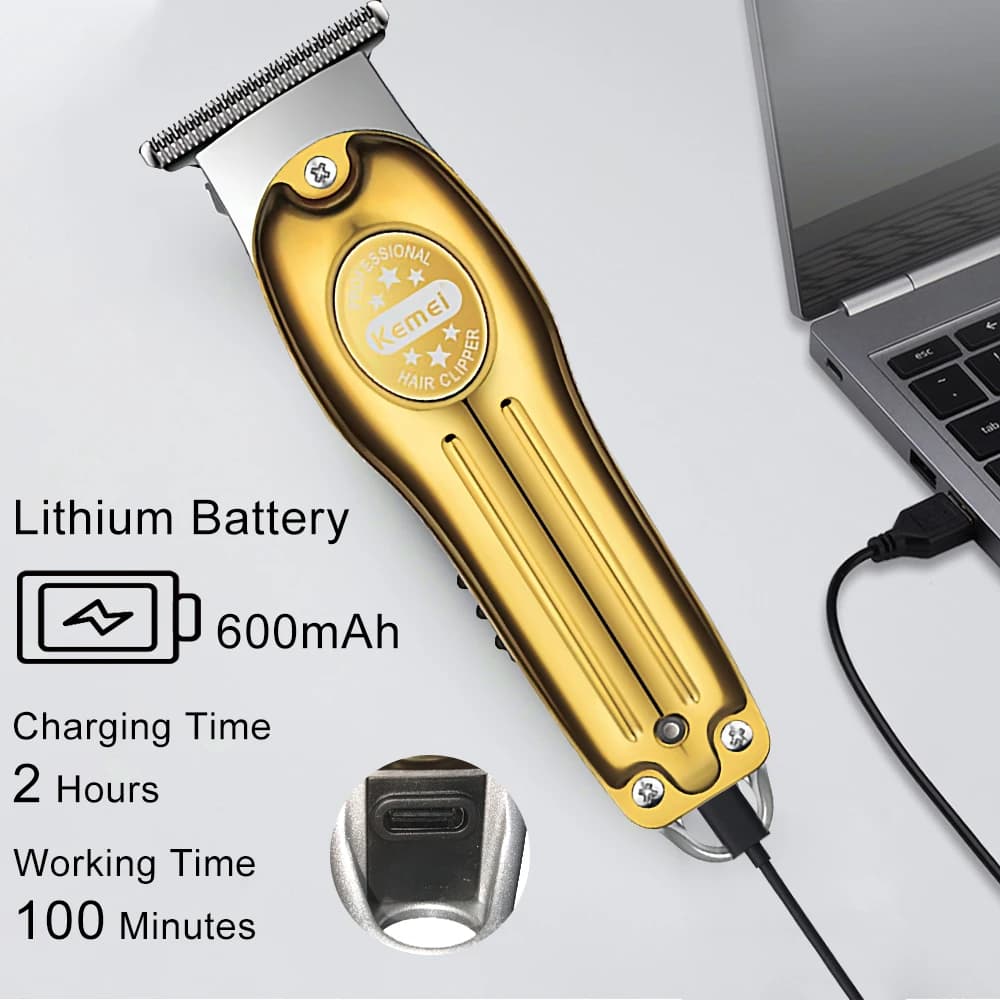 Kemei Tondeuse À Cheveux Pour Hommes En Métal Corps Machine De Coupe De Cheveux Rechargeable Tondeus