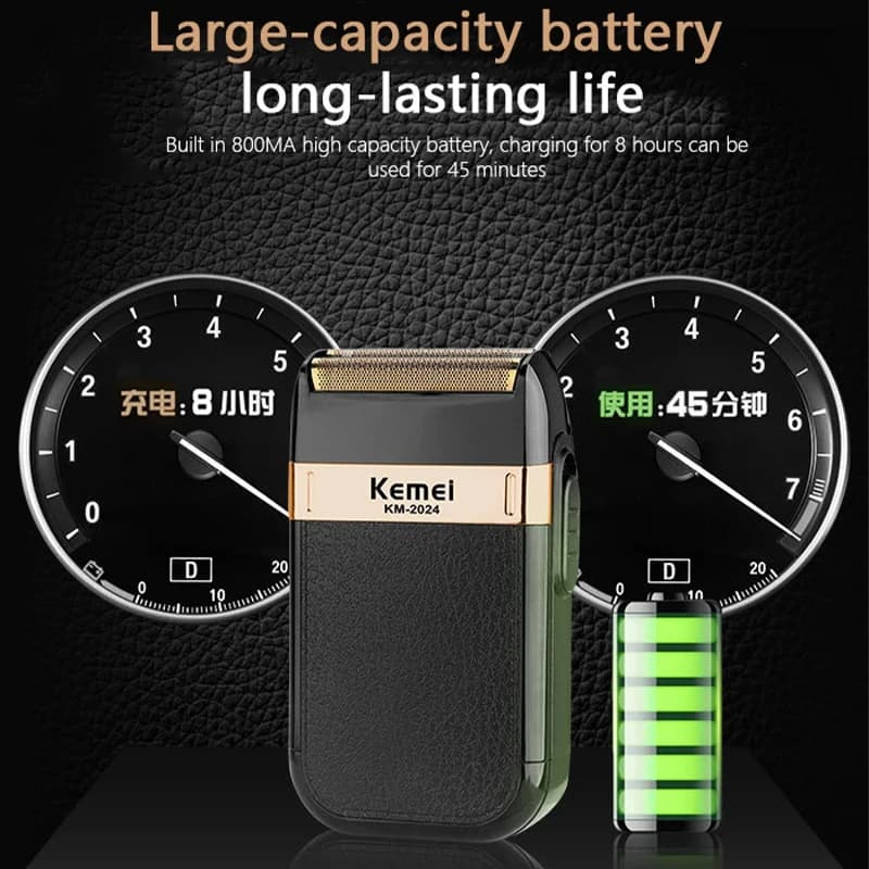 Kemei KM-2024 USB charge rasoir électrique tête de coupe supplémentaire alternatif double lame rasoi