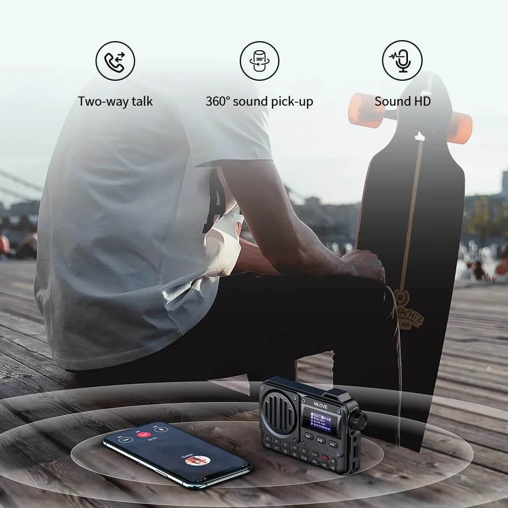 MLOVE – haut-parleur Bluetooth BV800 Super Portable, avec Radio FM, écran LCD, antenne, entrée AUX, 