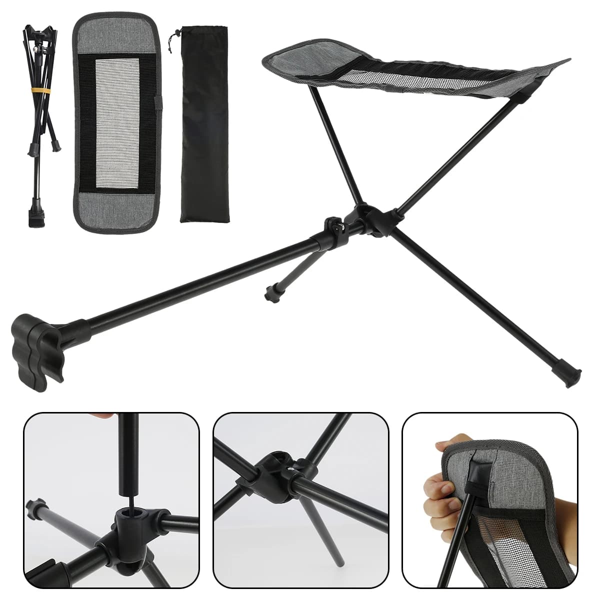 Chaise portable d'extérieur pliable, repose-pieds de camping, chaise inclinable, chaise lunaire, rep