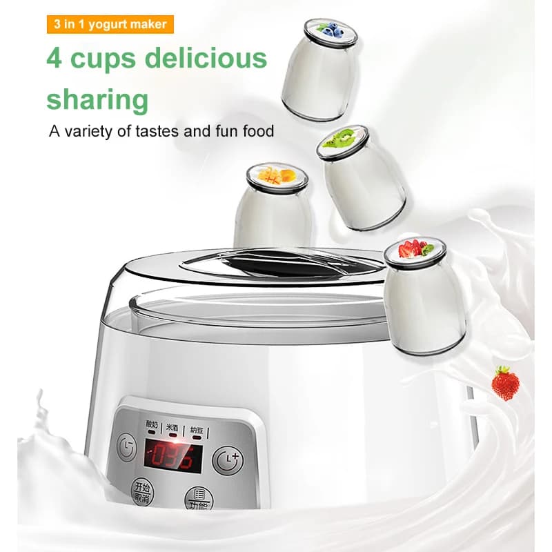 Yaourtière automatique 1,3 L à température constante, machine à vin de riz, machine à natto, avec cu
