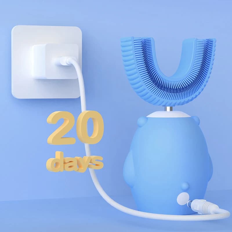 360 °   Brosse à dents électrique sonique en forme de U, Rechargeable pour enfants, brosse à dents a