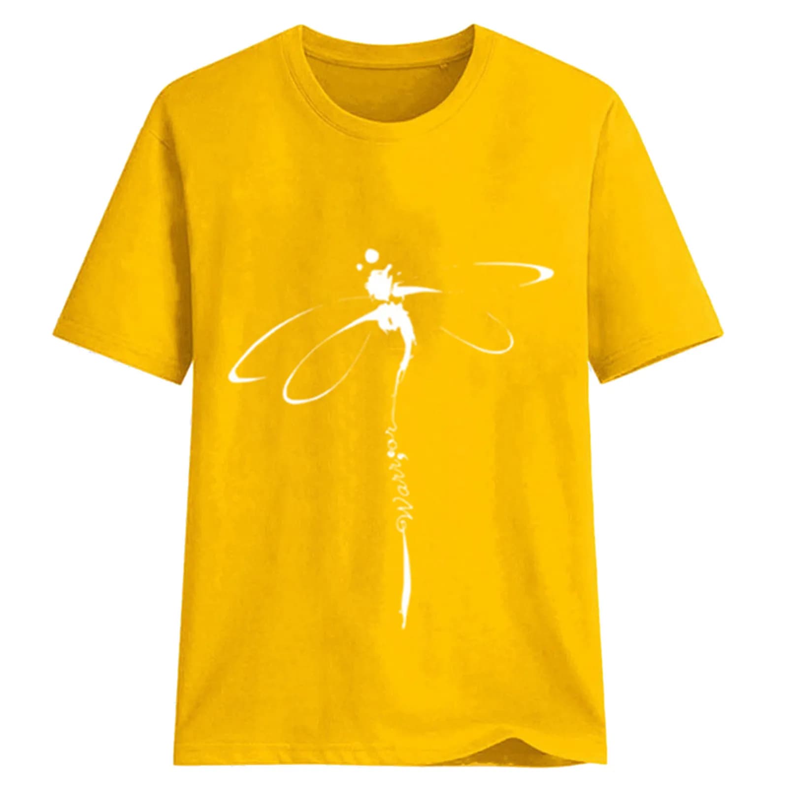 Hauts libellule imprimé col Original chemise de Base décontractée à manches courtes femmes T-shirt s