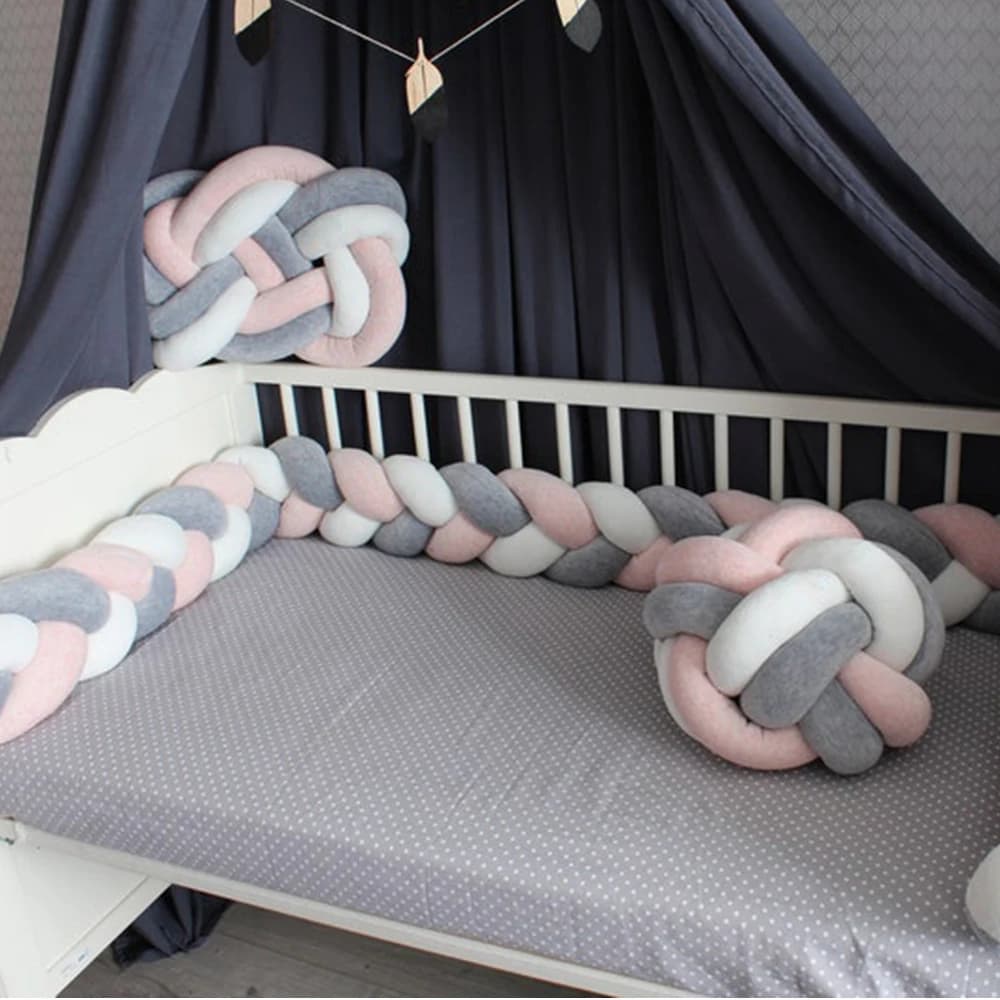 Pare-choc tressé pour lit de bébé, 1M/2M/3M/4M, protection de berceau pour bébé, oreiller en peluche