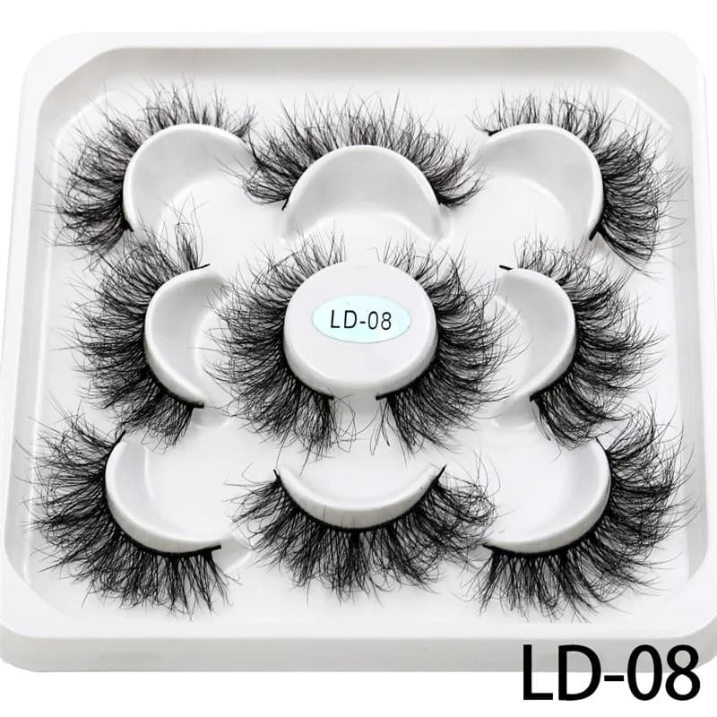 Nouveau 5 paires 15-25mm 3D cils de vison en gros faux cils naturels, Extension de cils en gros en v