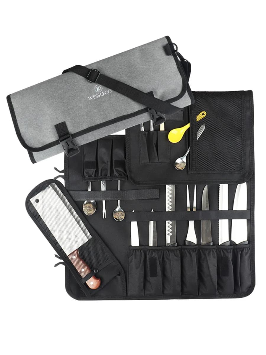 WESSLECO Chef couteau sac rouleau étui de transport cuisine cuisson Portable poches de rangement dur