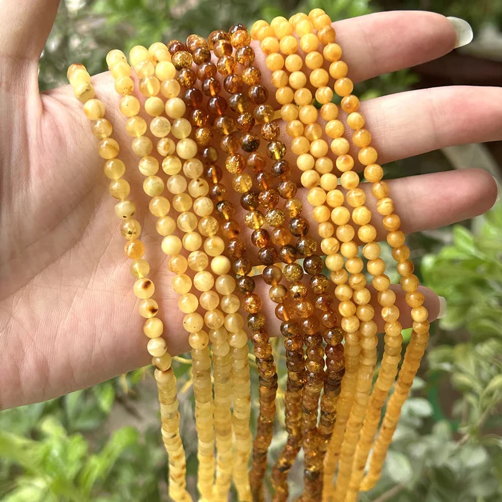 Naturrural véritable fleur de baltique ambre facettes/perles rondes 4-7mm, bricolage perle plante pi