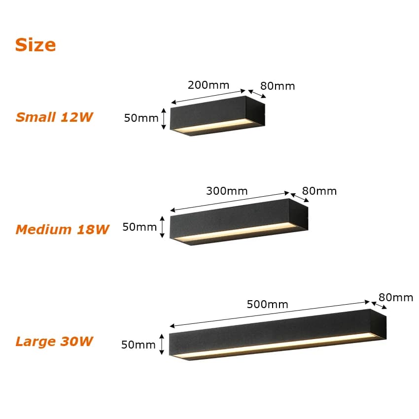 12W 18W 30W mur LED lampe extérieure bande étanche appliques murales porche signe éclairage cour jar