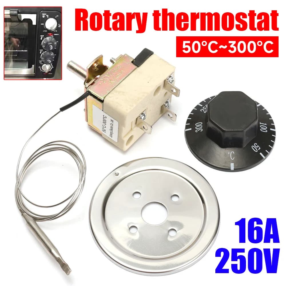 Thermostat de régulateur de température rotatif AC 250V 16A, cadran 50 à 300 degrés Celsius, interru