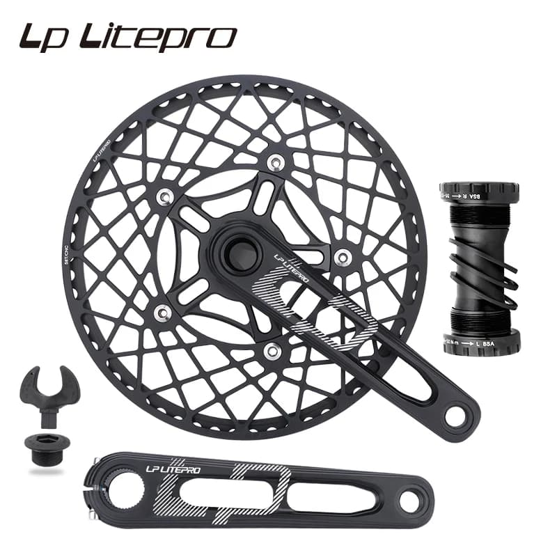 LP Litepro-Manivelle de vélo pliante en alliage d'aluminium, plateau simple, pédalier de vélo, plate