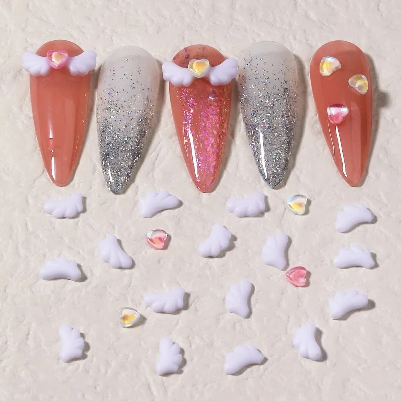 30 pièces blanc 3D acrylique ailes d'ange Nail Art breloques Kawaii accessoires pièces Manciure ongl