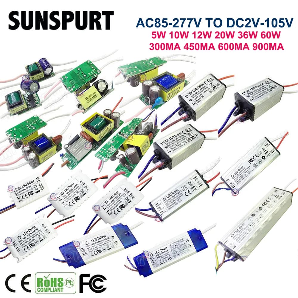 Puce d'adaptateur à courant constant IP67, pilote LED haute puissance, intérieur externe, 300MA, 450