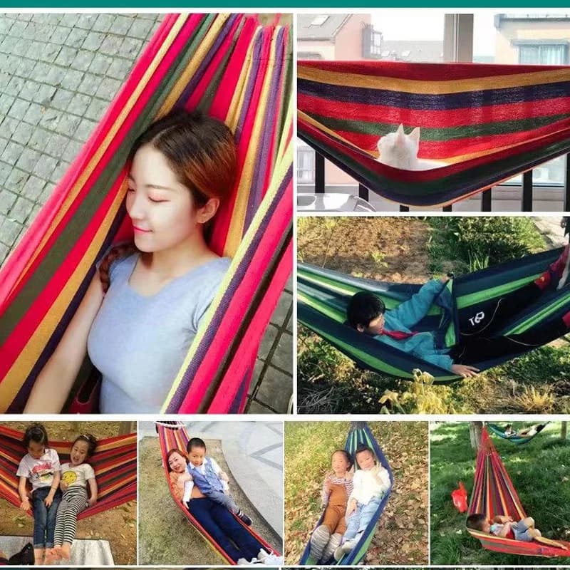 Hamac simple en toile épaisse et large, pour Camping en plein air, sac à dos, balançoire de loisirs,