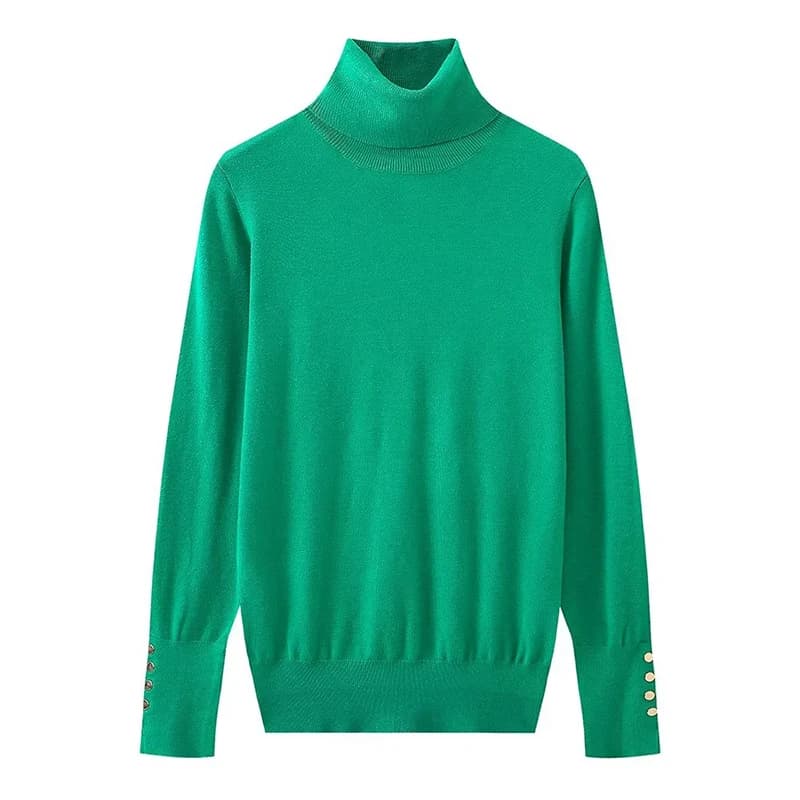 YENKYE automne femmes à manches longues basique col roulé tricot pull pull décontracté tricots