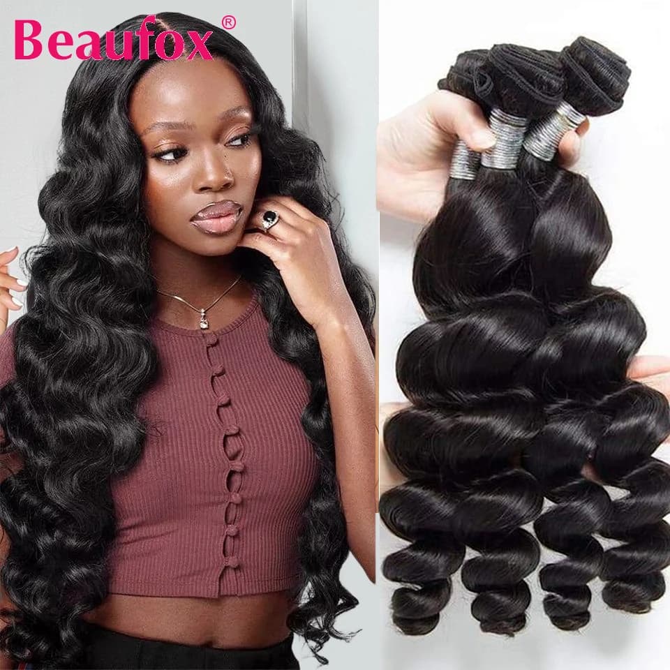 Beautorch-Tissage en Lot Brésilien Naturel Remy Noir Ondulé, Extension de Cheveux, 8 à 30 Pouces, Lo
