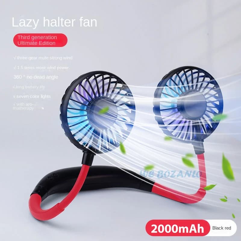 Mini ventilateur de sport, Portable, mains-libres, suspendu, Rechargeable, USB, 3 vitesses, réglable