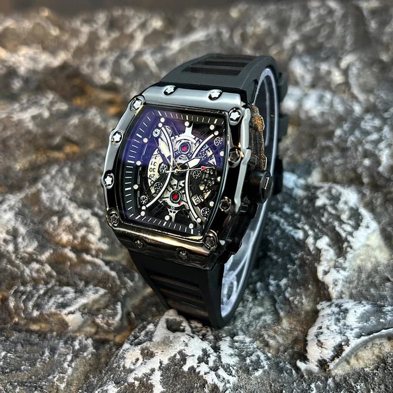 Montre pour hommes lumière marque de luxe cadran baril de vin à la mode nuit lueur montre de sport c