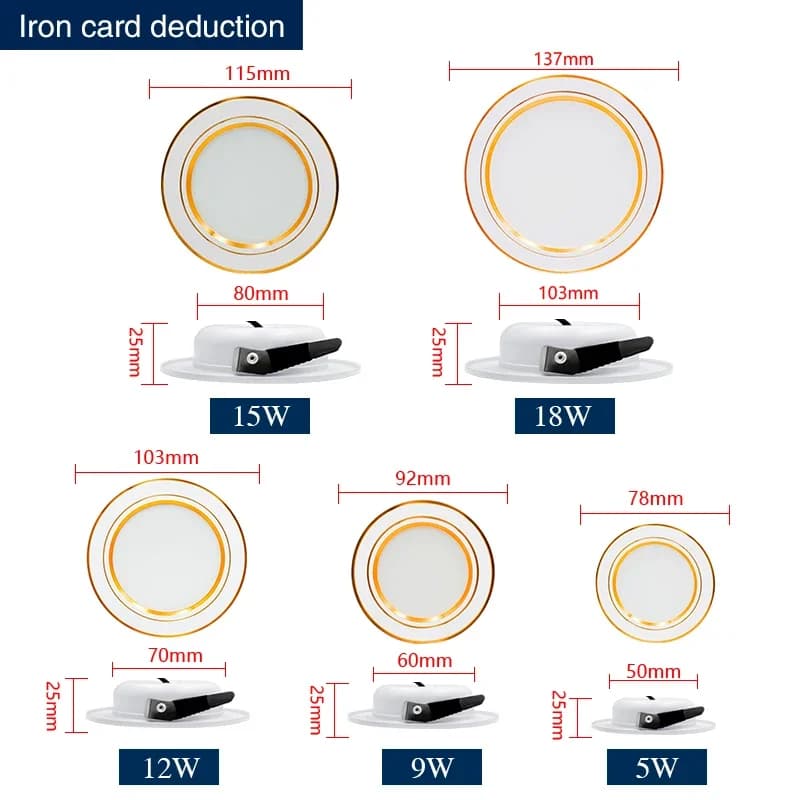Led Downlight encastré rond plafonniers DC 12V 24V AC110V 220V 5W 9W 12W 15W 18W projecteur pour la 
