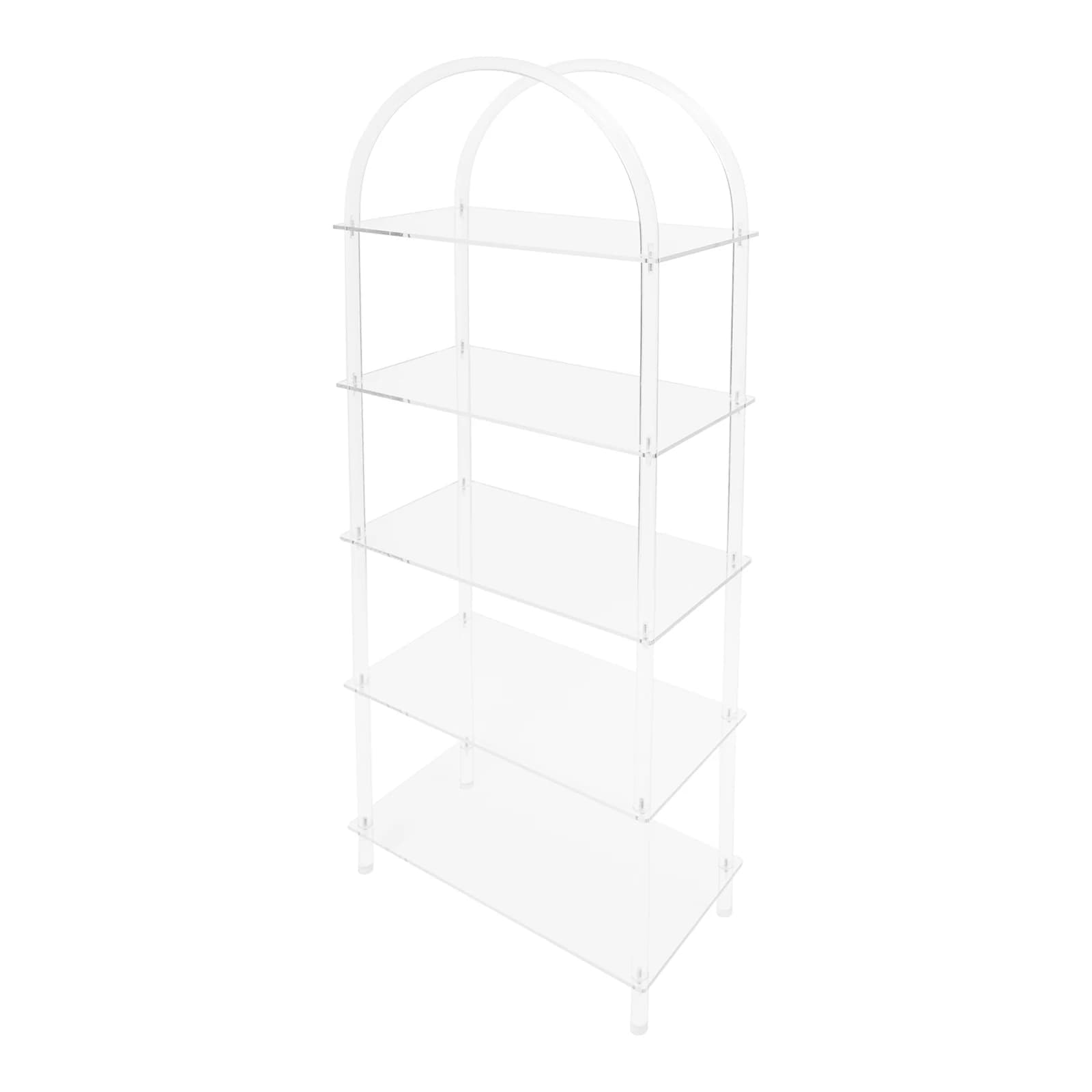Étagère à livres arquée en acrylique à 5 niveaux, étagère de rangement transparente, étagères à livr