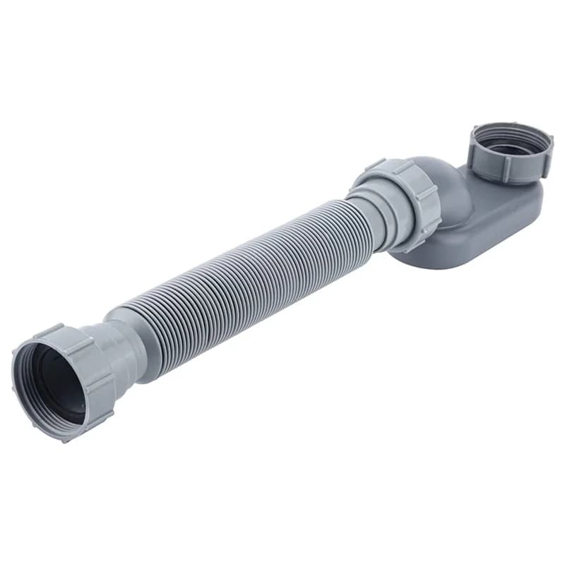 Siphon Flexible à profil bas 1 1/2 P, tuyau de vidange de baignoire et de douche, piège plat P, vida