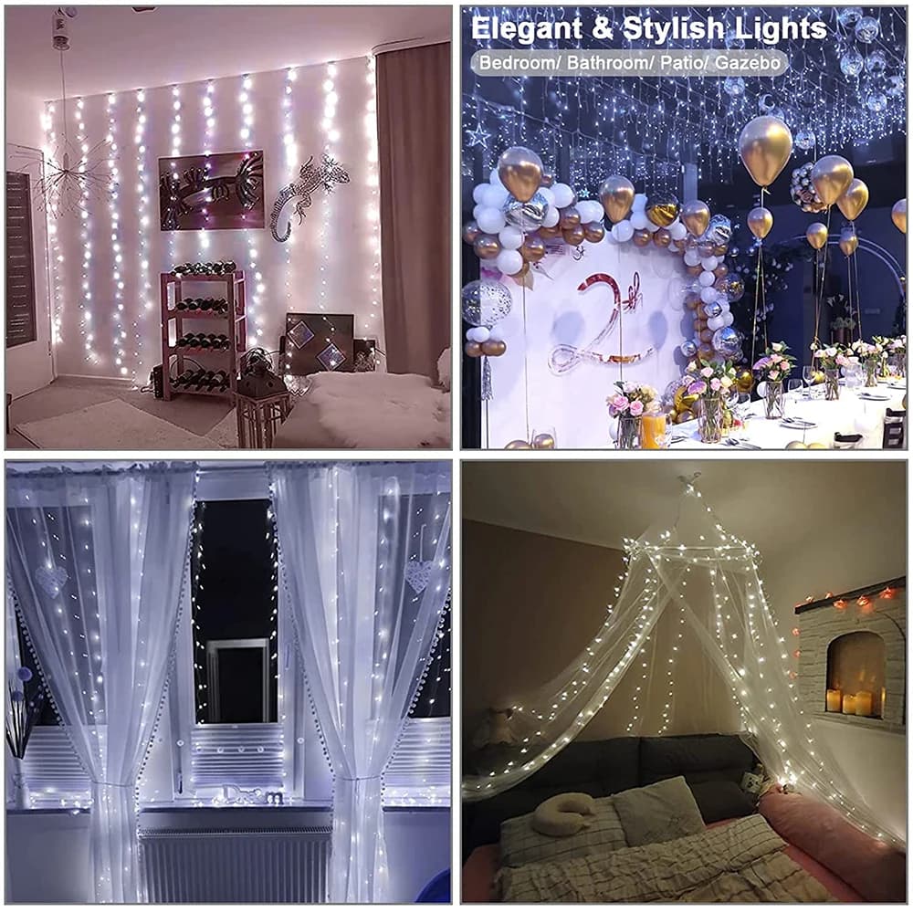 Guirxiété lumineuse dégradée de rideau de LED, 8 modes, nouvel an, fête de Noël, décoration de maria