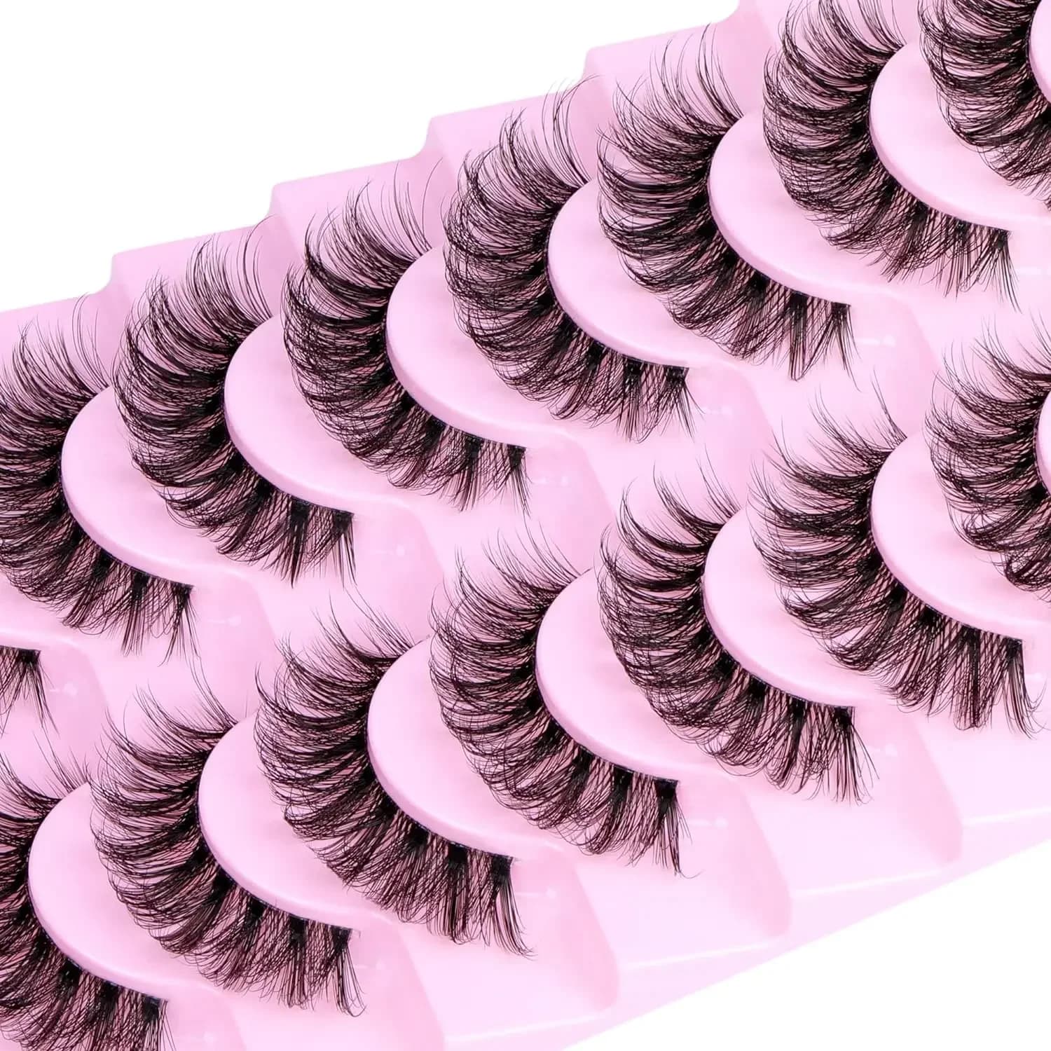 10 paires de cils naturels cils moelleux D Curl cils 3D Volume vaporeux faux cils bandes bande clair