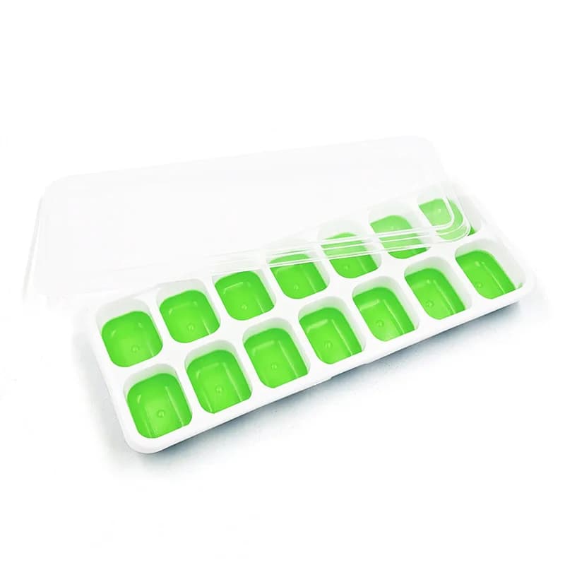 Moule à glaçons en silicone avec couvercle, 14 glaçons carrés, démoulage facile, pour cuisine, bar, 