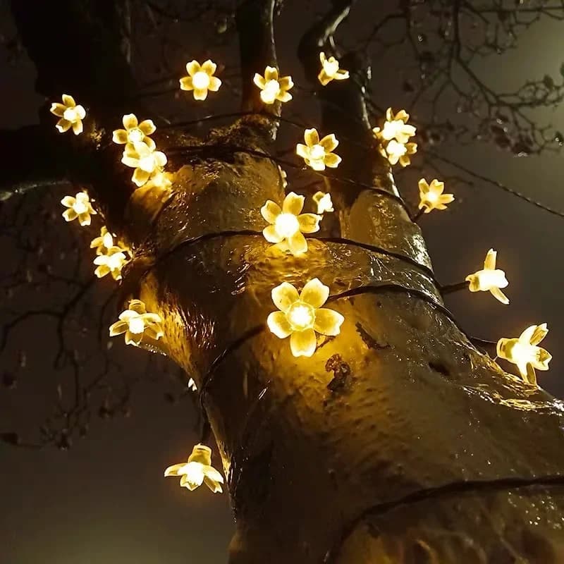 10 M/7 M chaîne solaire lumières de noël en plein air 100/50/20LED 8 Mode étanche fleur jardin fleur