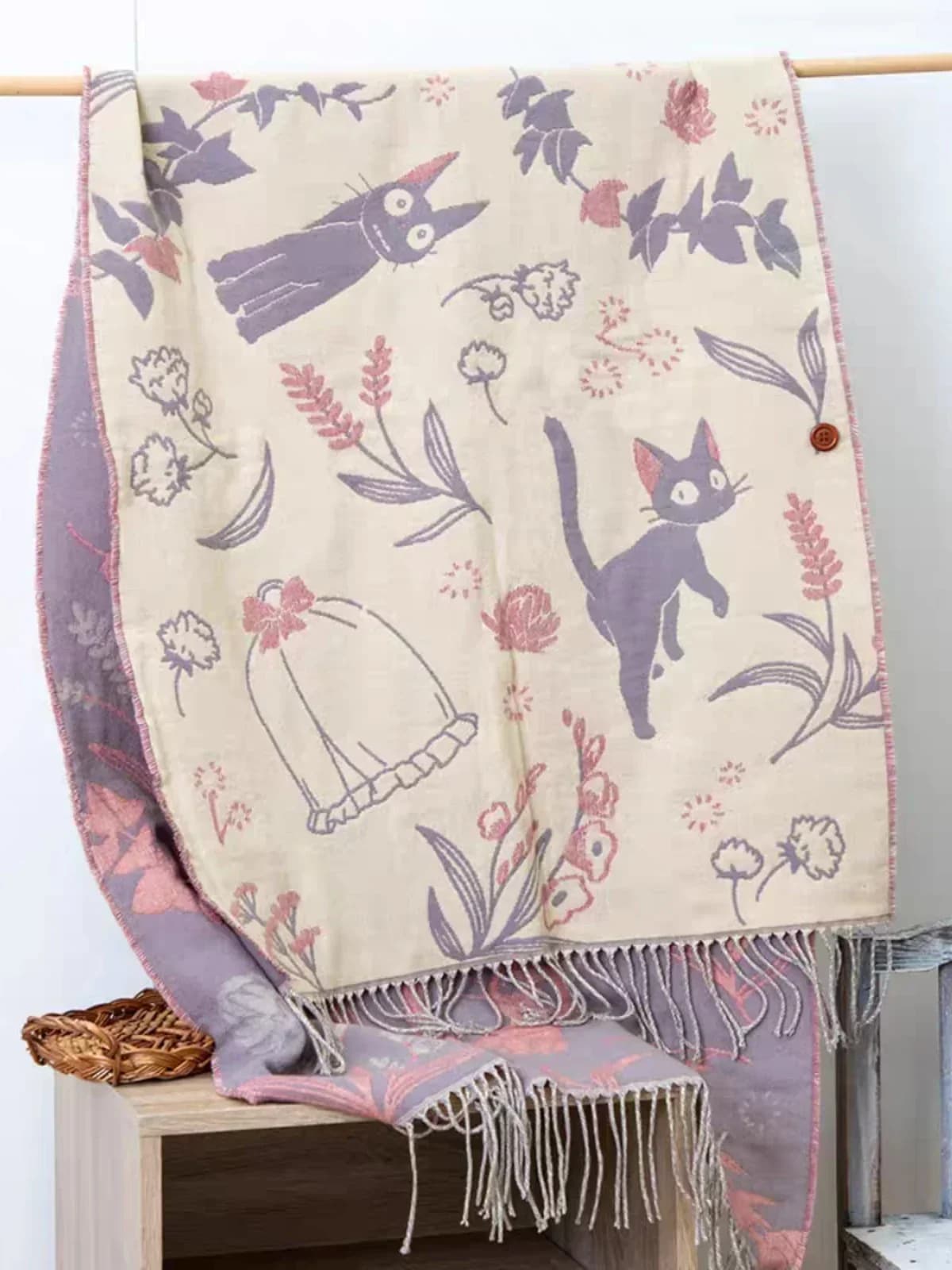 Niche Design écharpe châle à la mode polyvalent mignon dessin animé épaissi Double face hiver chaud 