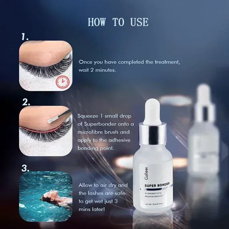 GOLLEE Super Bonder Extensions de cils scellant et colle d'extension de cils 0.5 secondes rétention 