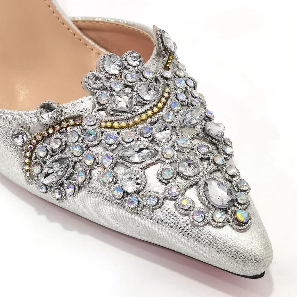 Ensemble de sac et chaussures assortis pour femmes, chaussures pointues, Parker, design évidé, or, m