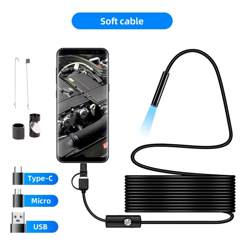 Caméra endoscope Android 3 en 1, 7mm, micro USB, type C, mini caméra endoscope, LED étanche, inspect