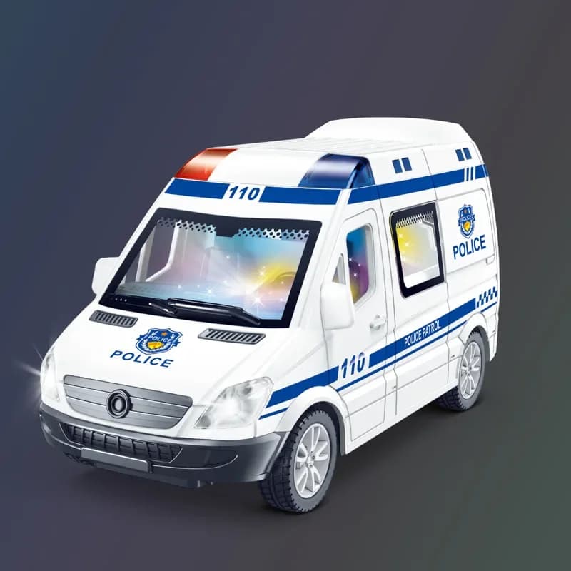 1:32 Mini voiture Diecast Ambulance camion de pompier modèle de voiture de police son et lumière véh