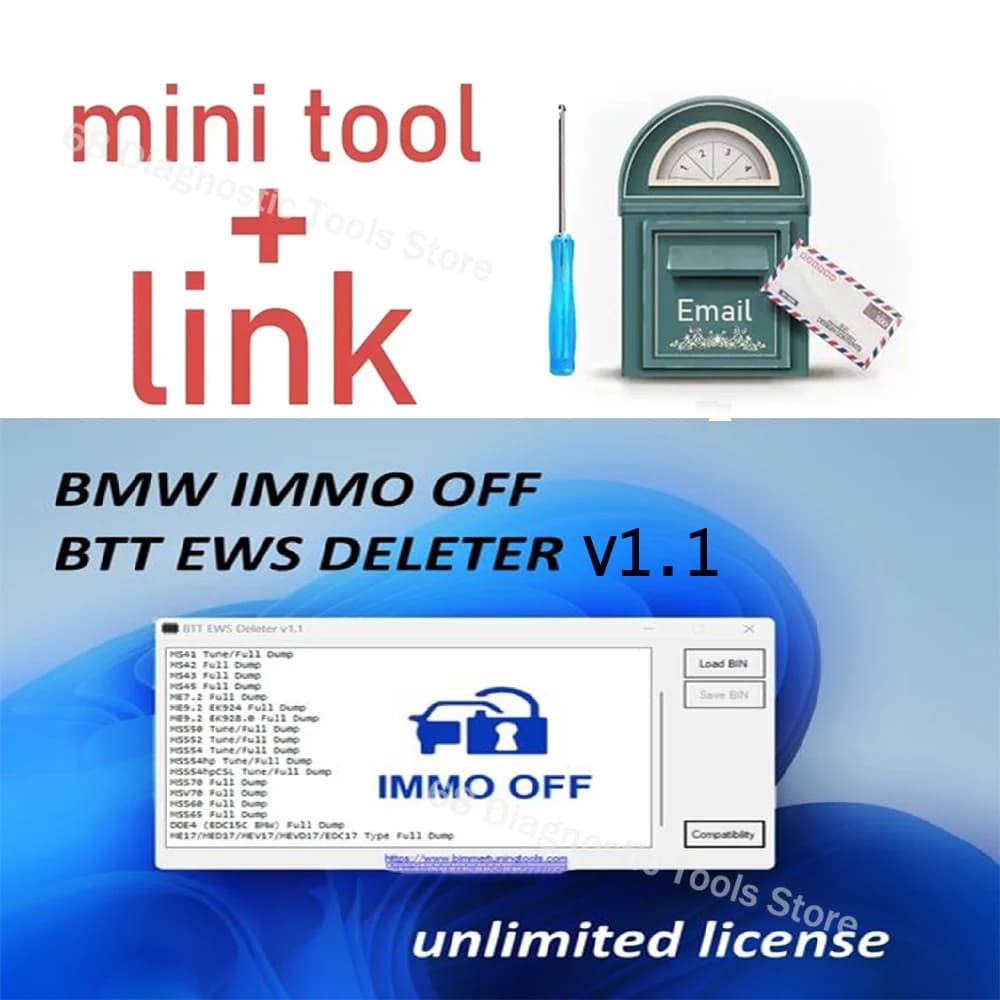 BMW IMMO OFF BTT EWS scape ter V1.1 Programme + Enigma Patcher V1.3, Licence Illimitée pour Outil de