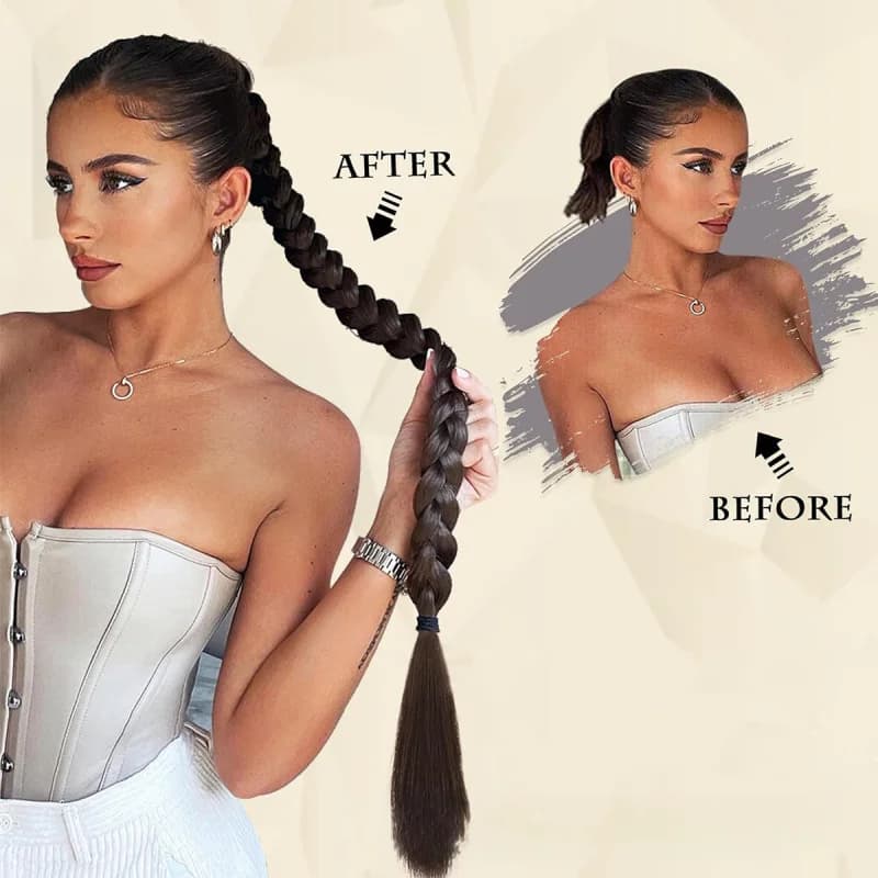 Queue de cheval droite synthétique de 28 pouces avec Extensions de cheveux élastiques à la mode pour