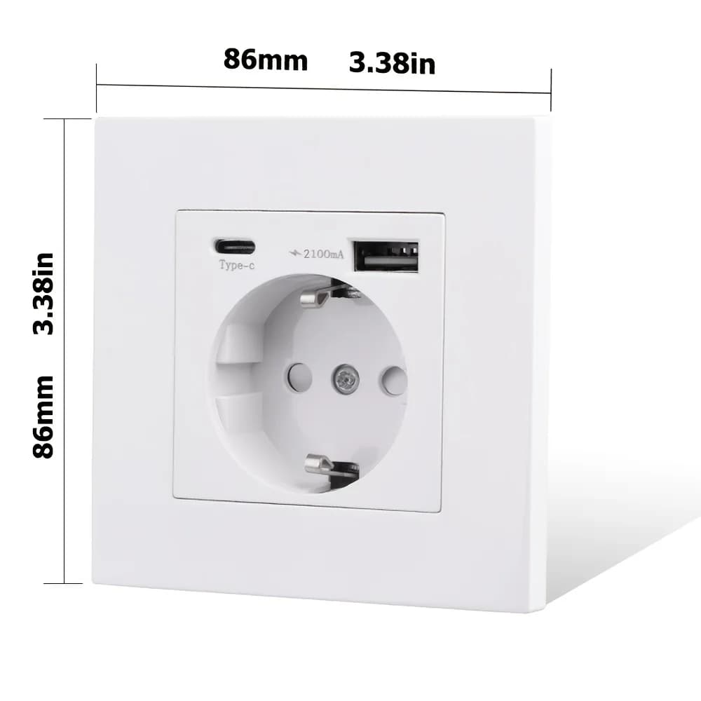 Prise de courant USB type-c Standard ue panneaux matériels de haute qualité 16A prise électrique mur