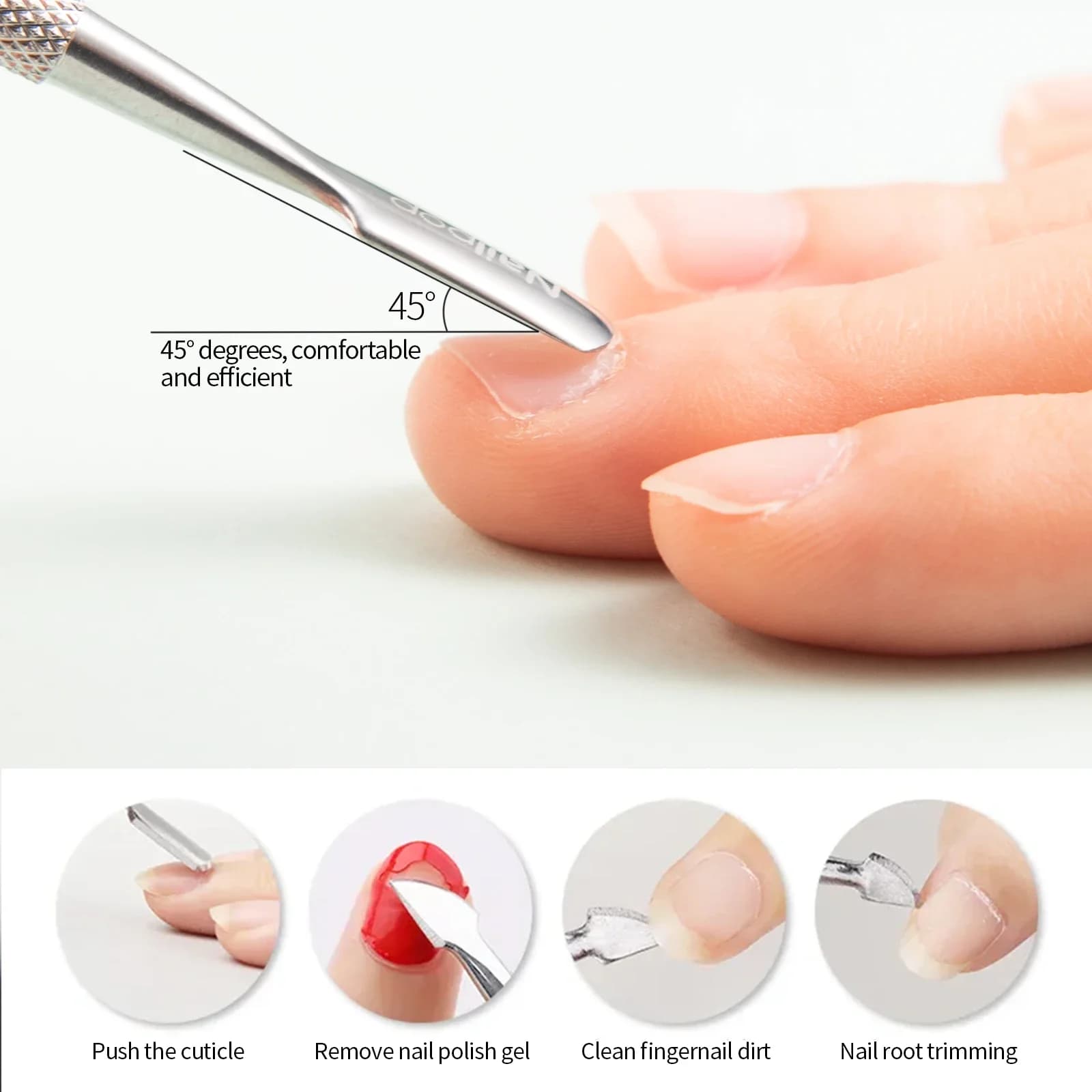 Nailpop ciseaux à cuticules en acier inoxydable manucure pédicure tondeuse et poussoir argent peau m