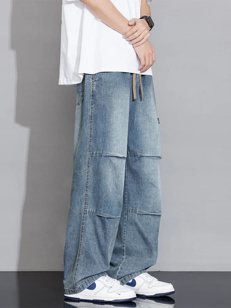 Jean cargo pour homme 2026 Nouvelle collection Printemps-Été, coupe large, en denim, style droit et 