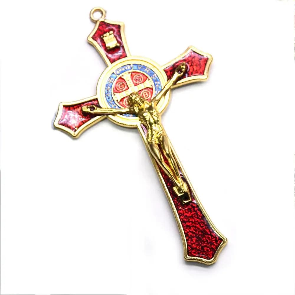 Pendentif Saint Benoît doré, croix de Jésus Christ, religion, prière, fournitures de décoration, 12x