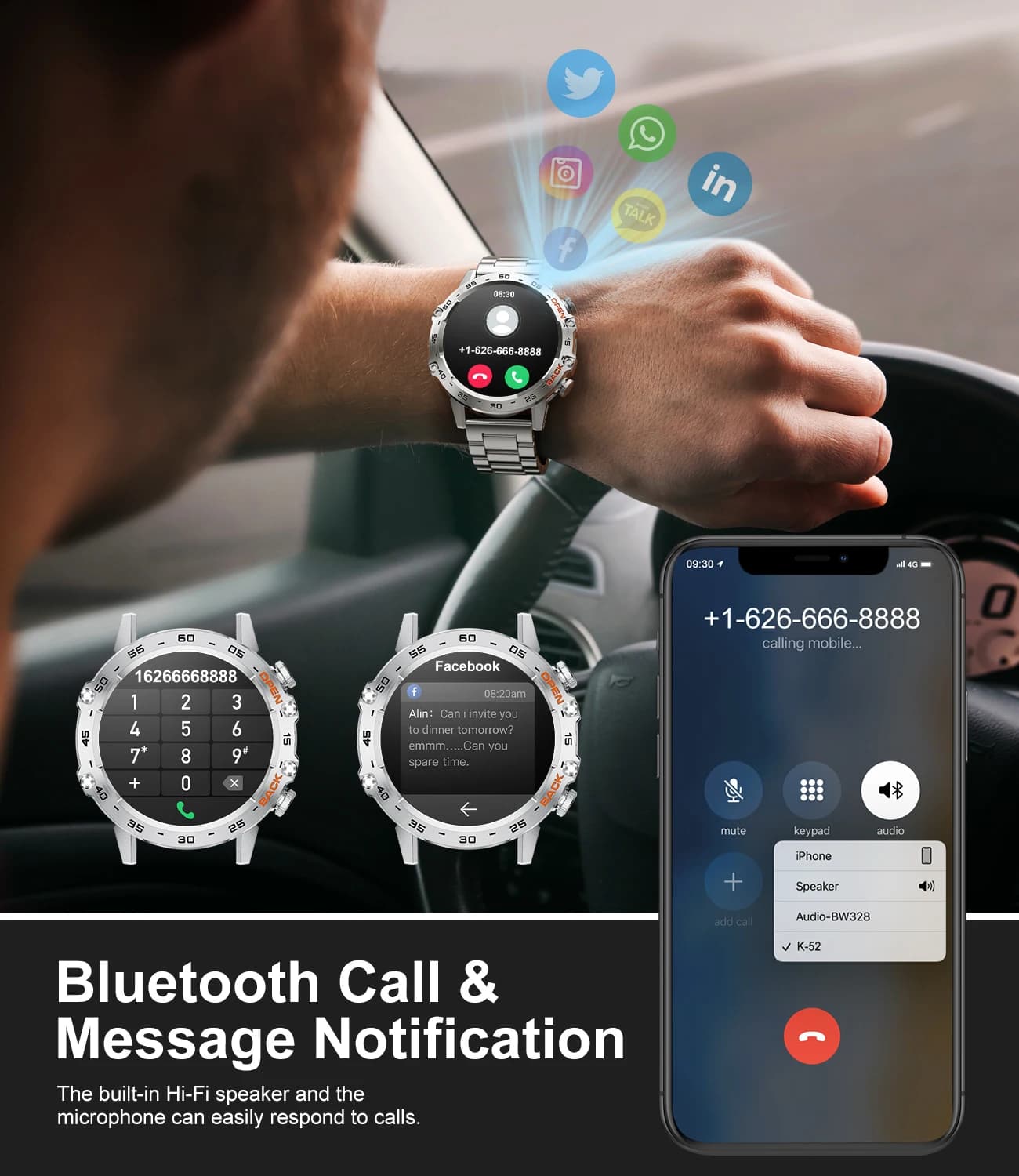 LIGE-Montre intelligente de sport de plein air pour homme, appel Bluetooth, fitness, fréquence cardi